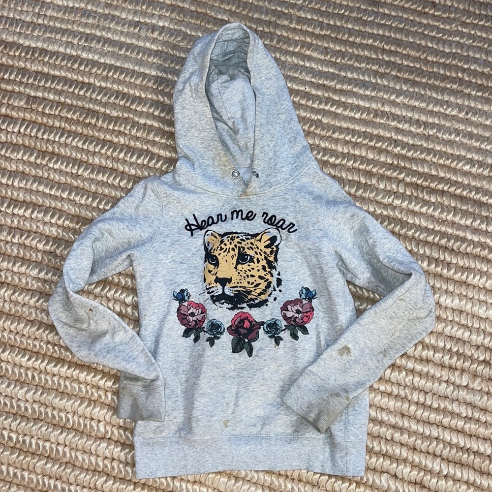 H&M cotton fleece printed girl hoody 10-12